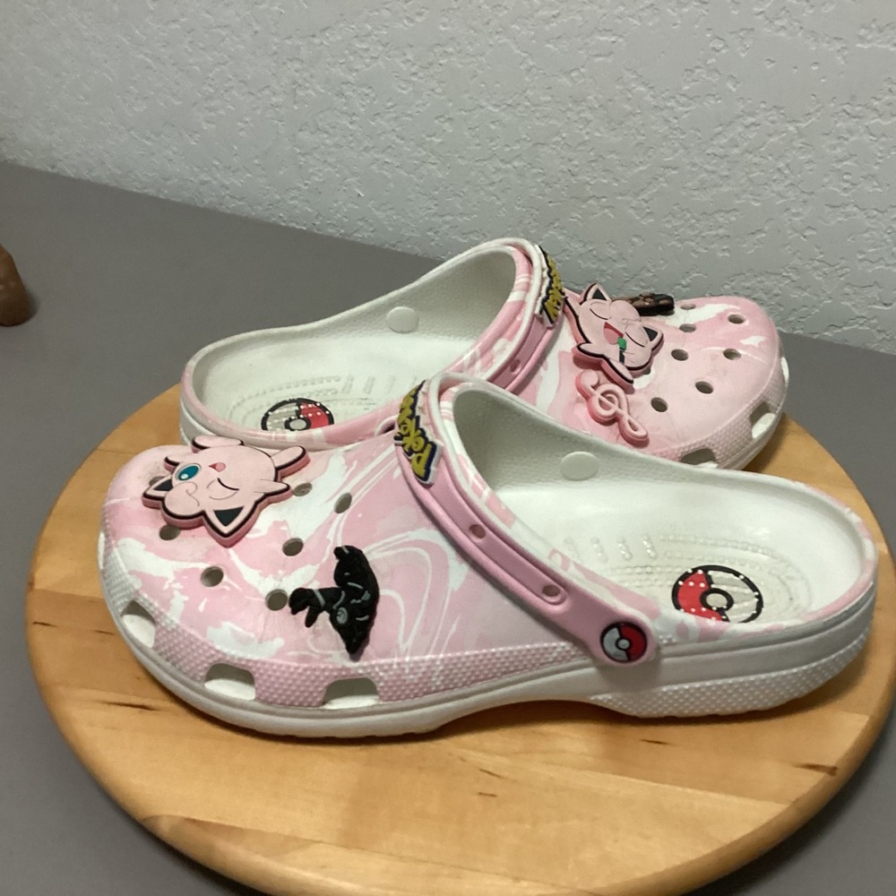 Pokemon Jigglypuff Crocs Pink Marble Swirl ClogsWomen's Size 11